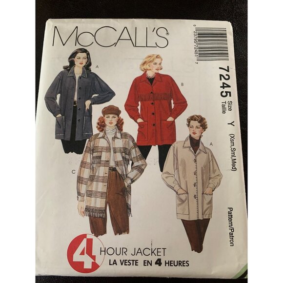 McCall's Misses Jacket Sewing Pattern Sz XSM - Med 7245 - Uncut - Picture 9 of 9